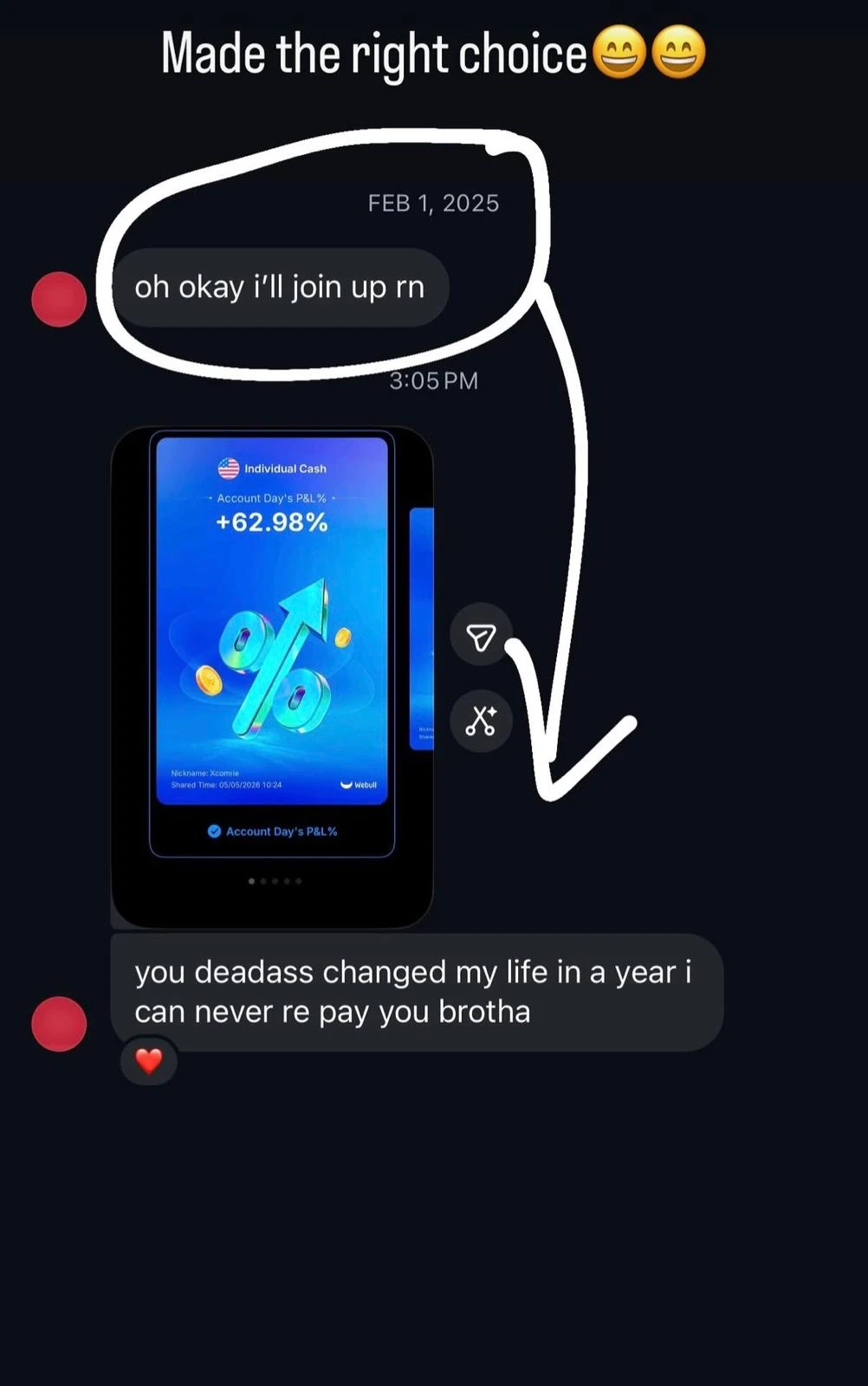 Member result screenshot