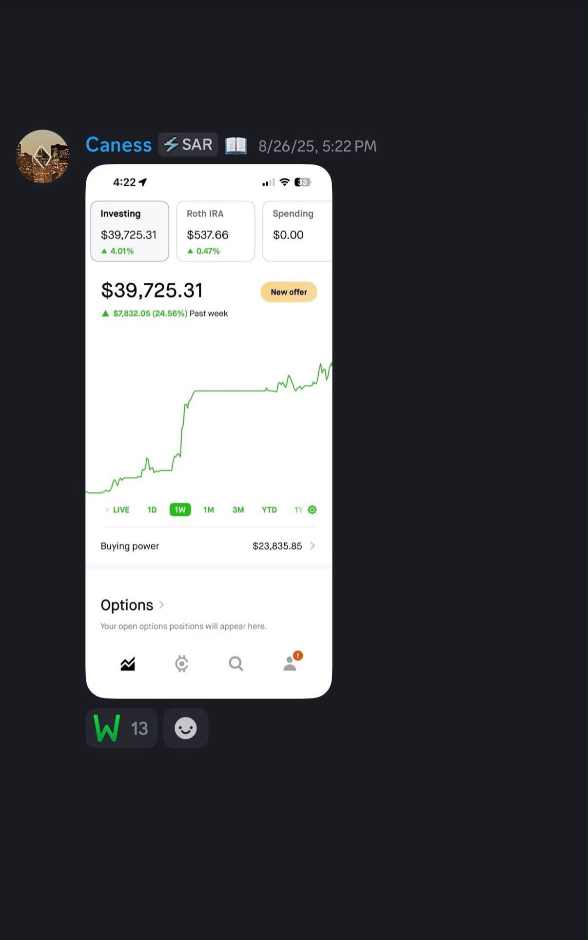 Member result screenshot